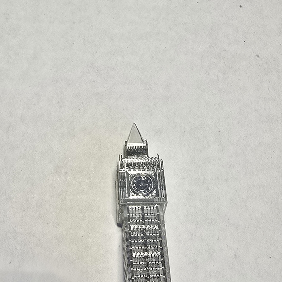 Crystal & Silver Paperweight Big Ben Tower Britain with Blue Glass Base C46For - Picture 10 of 12